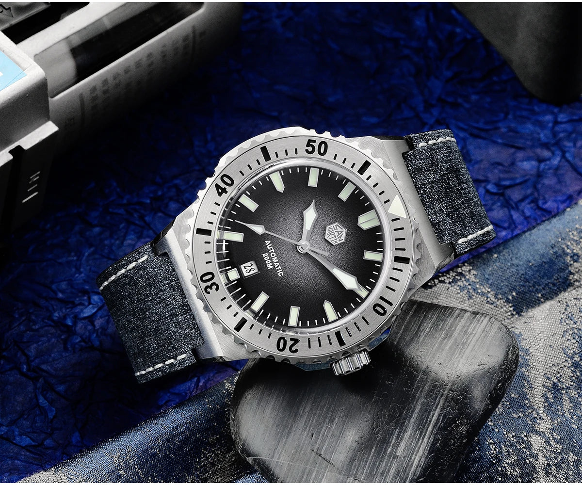 San Martin 42mm Men Luxury Watch High Quality Vintage Diver Automatic Mechanical Business Wristwatch Sapphire Leather 20 Bar