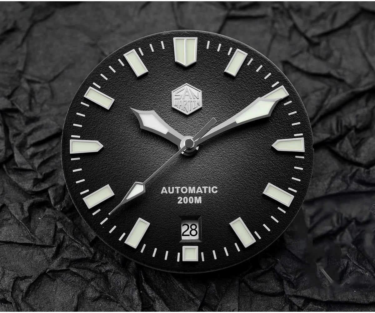 San Martin 42mm Men Luxury Watch High Quality Vintage Diver Automatic Mechanical Business Wristwatch Sapphire Leather 20 Bar