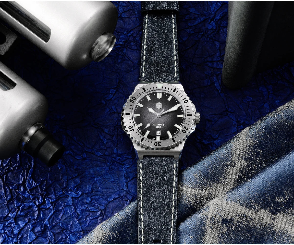 San Martin 42mm Men Luxury Watch High Quality Vintage Diver Automatic Mechanical Business Wristwatch Sapphire Leather 20 Bar