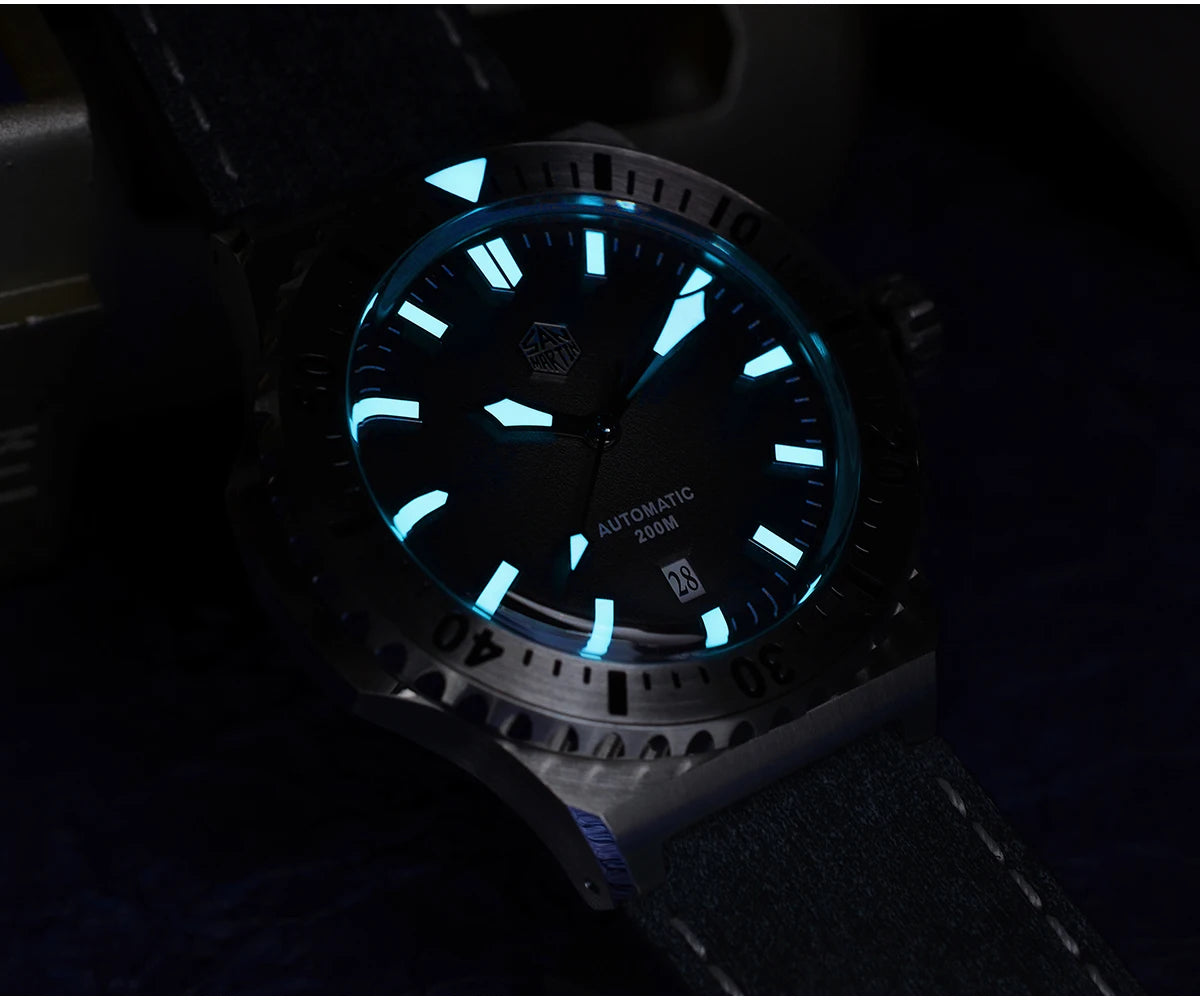 San Martin 42mm Men Luxury Watch High Quality Vintage Diver Automatic Mechanical Business Wristwatch Sapphire Leather 20 Bar