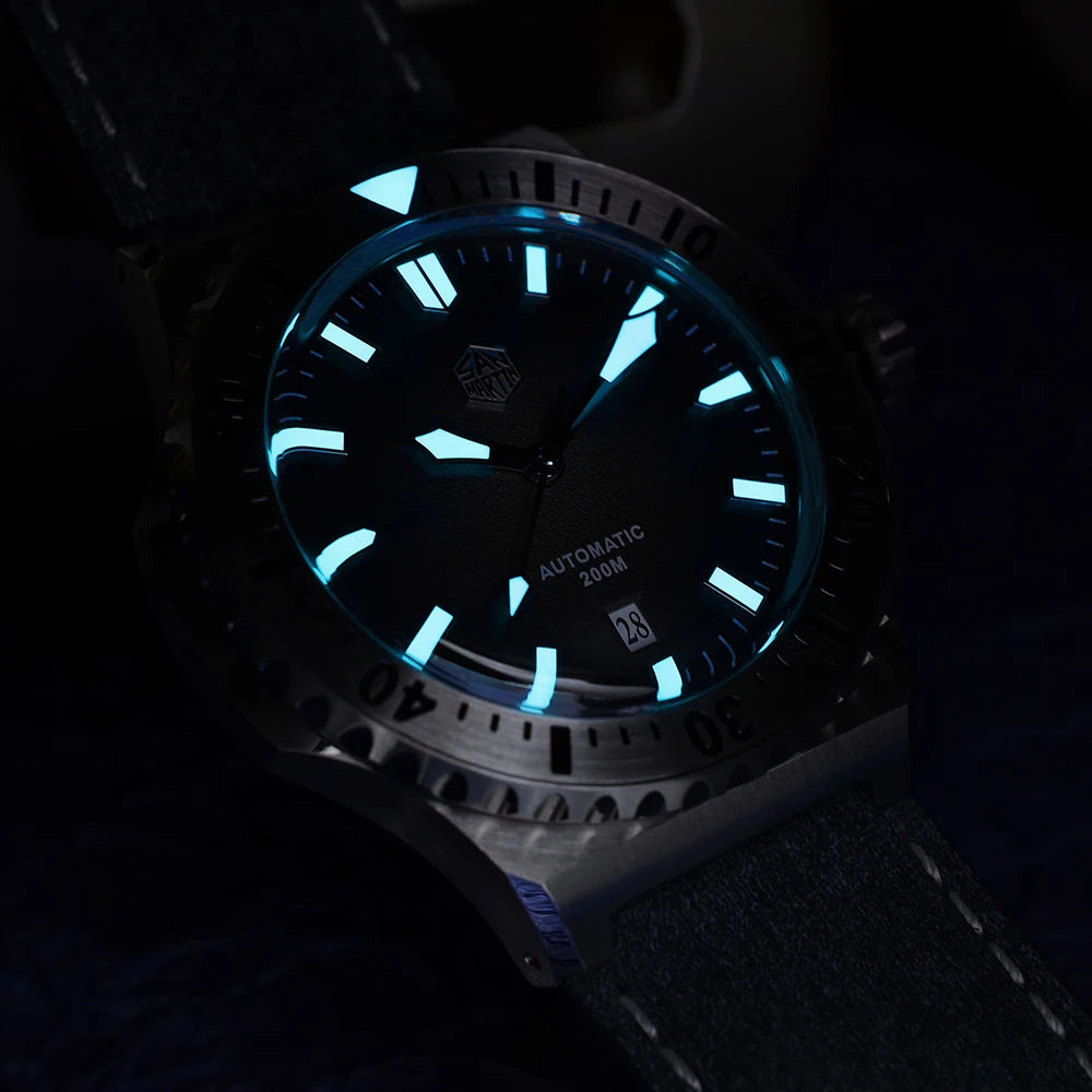 San Martin 42mm Men Luxury Watch High Quality Vintage Diver Automatic Mechanical Business Wristwatch Sapphire Leather 20 Bar