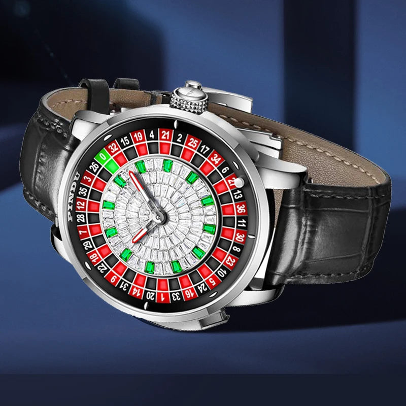 Roulette Watches PINDU Design Entertainment Game Turntable Upgrade Button Model NH35A Movement Sapphire Men's Mechanical Watch