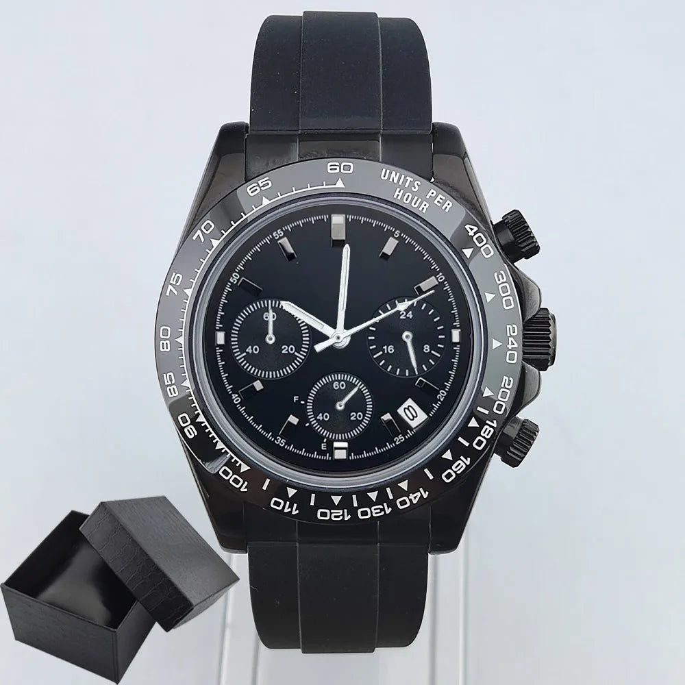 VK63 Men's Sports Watch Chronograph Quartz Sapphire Glass Intense Stainless Steel Green Luminance Waterproof 10BAR WATCH strap