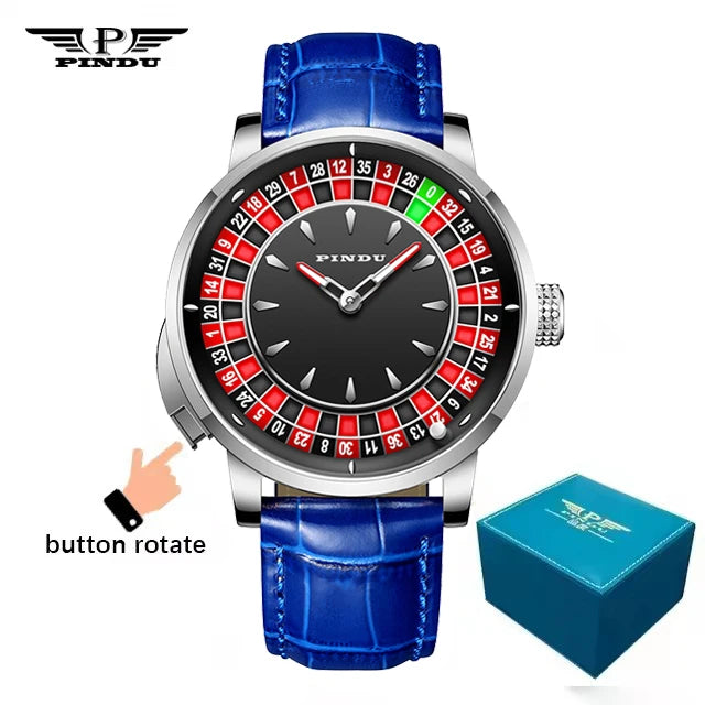 Roulette Watches PINDU Design Entertainment Game Turntable Upgrade Button Model NH35A Movement Sapphire Men's Mechanical Watch