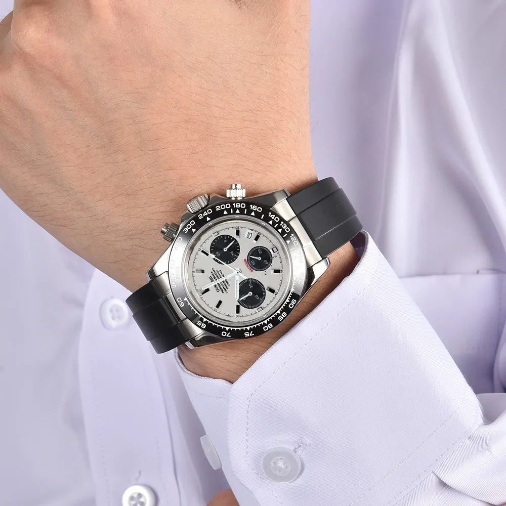 VK63 Men's Sports Watch Chronograph Quartz Sapphire Glass Intense Stainless Steel Green Luminance Waterproof 10BAR WATCH strap