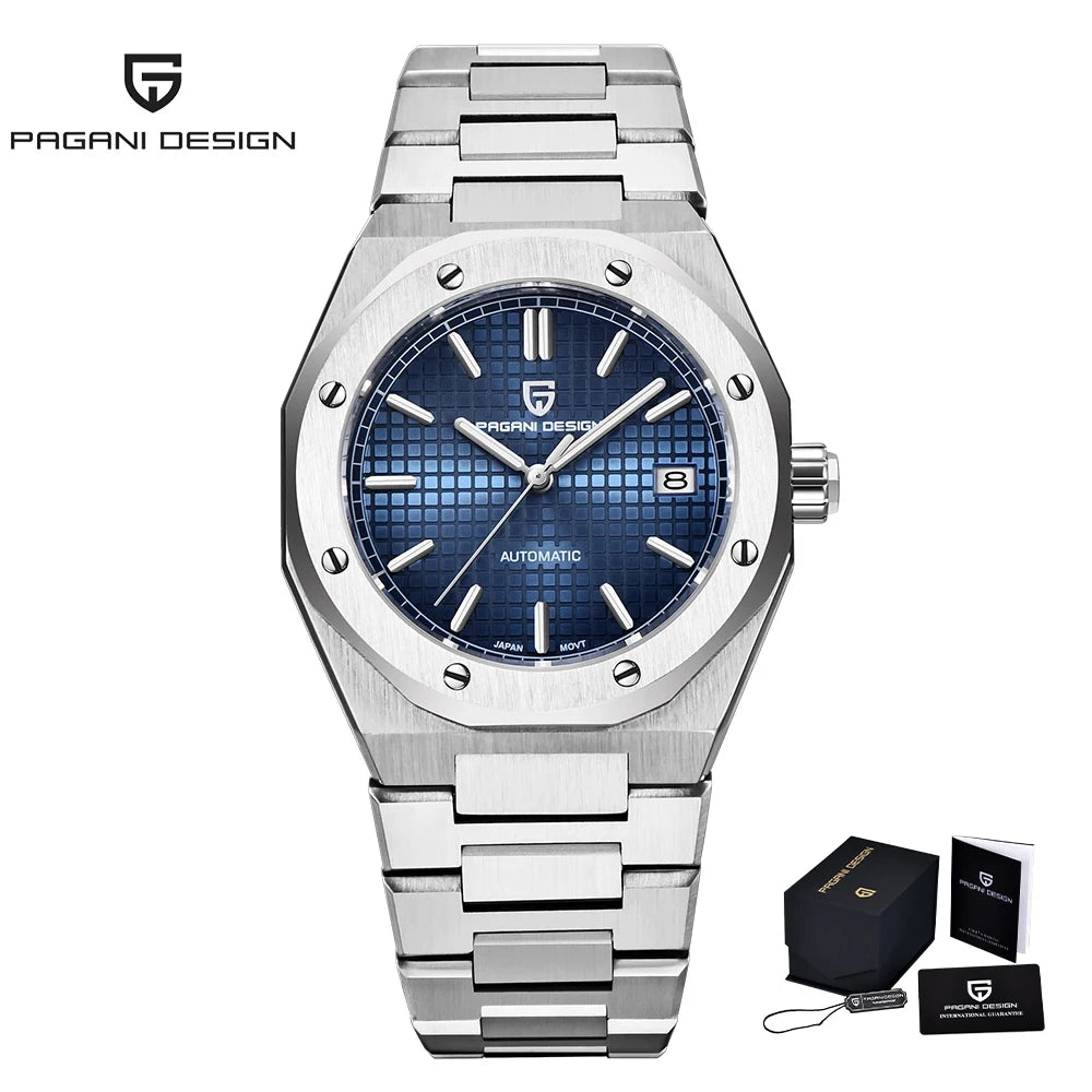 Pagani Design 8215 Fashion Men's Automatic Mechanical Watch 40MM Sapphire Stainless Steel Waterproof 10Bar Night Light C3 reloj