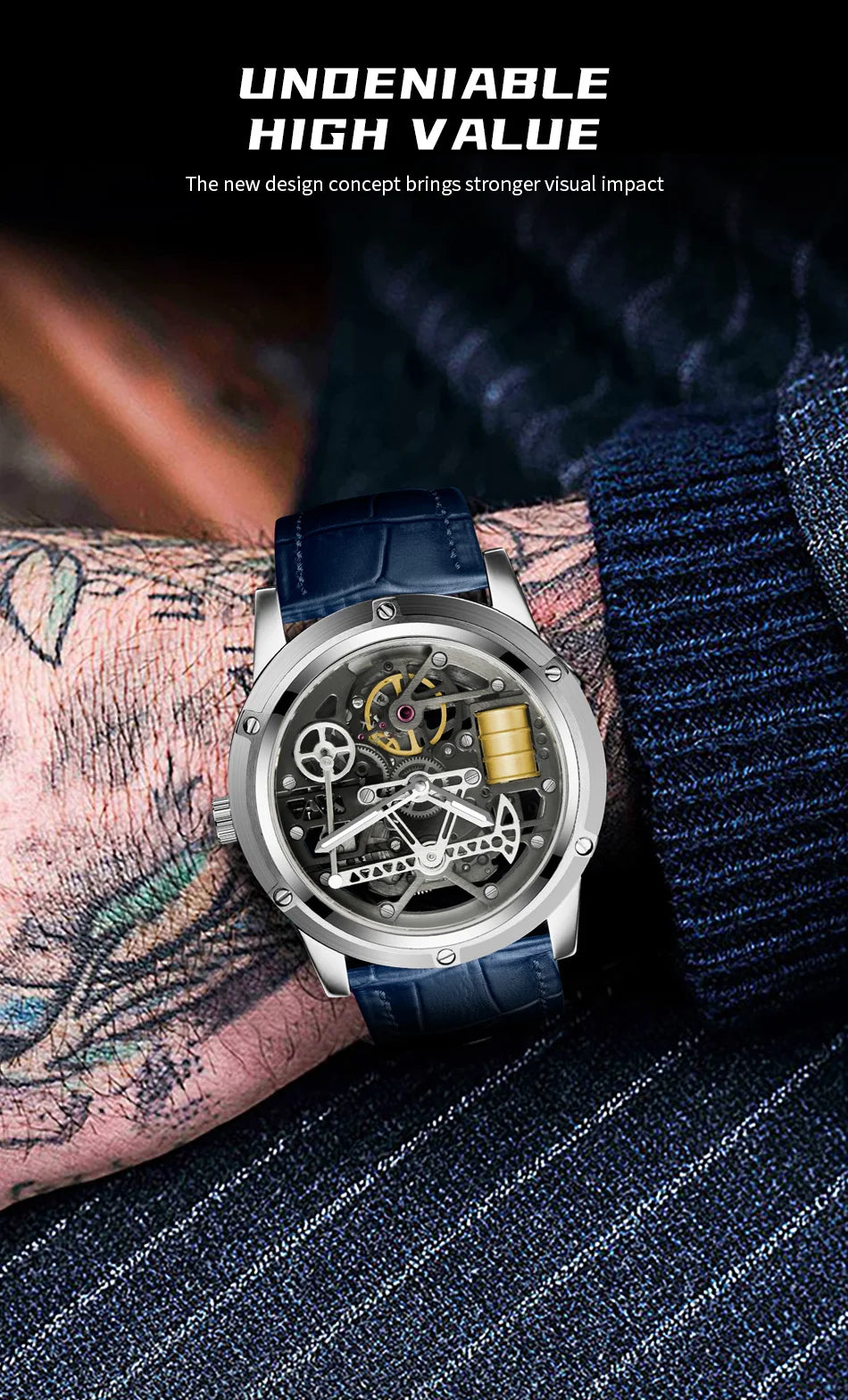 PINDU Design New Oil Well Mechanical Watch Men Miyata 8215 Movement Sapphire Mirror Waterproof Business Mechanical Wristwatches