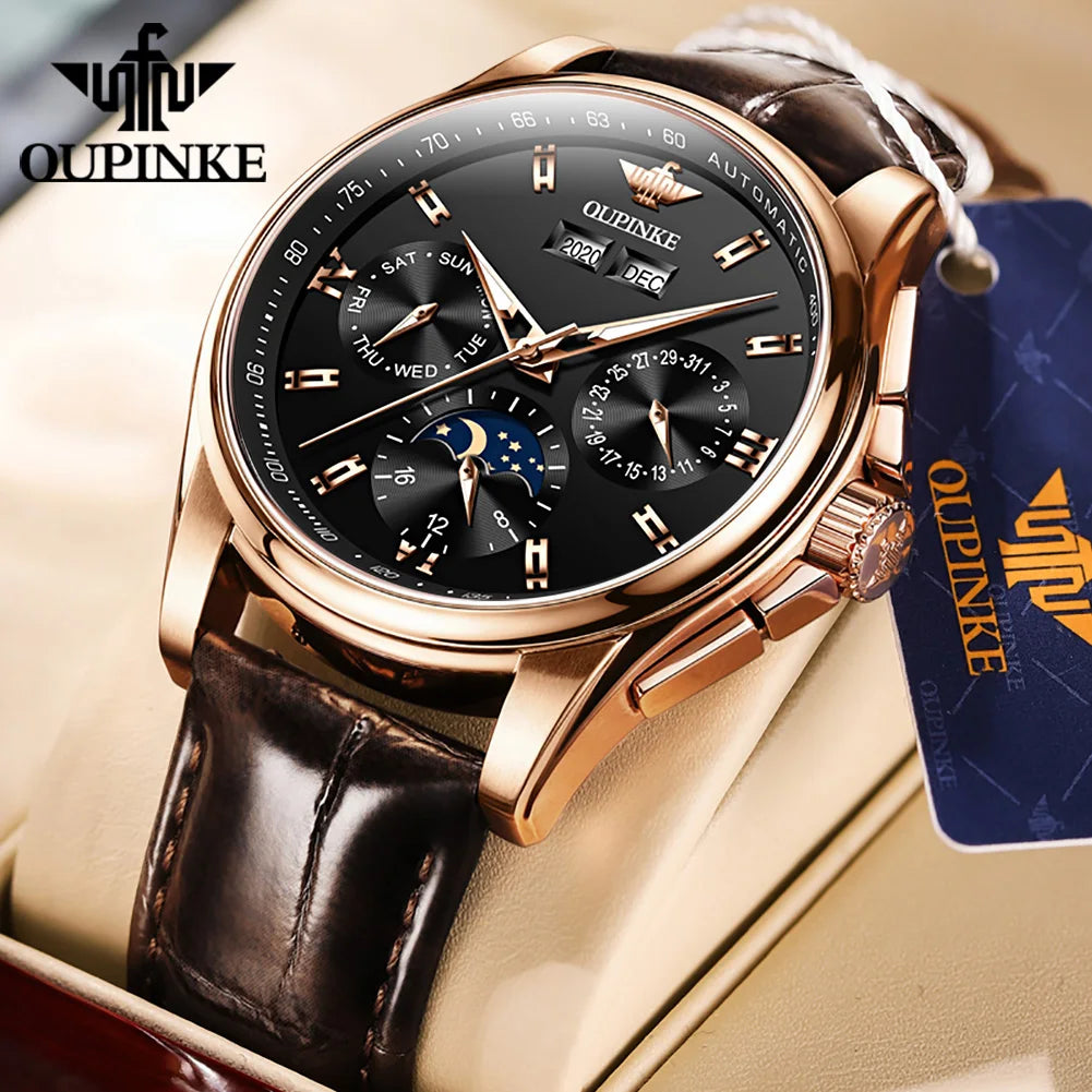 OUPINKE 3189 Mens Watch Original Brand Automatic Mechanical Watch Waterproof Luminous Watches Luxury Men Multifunctional Watches