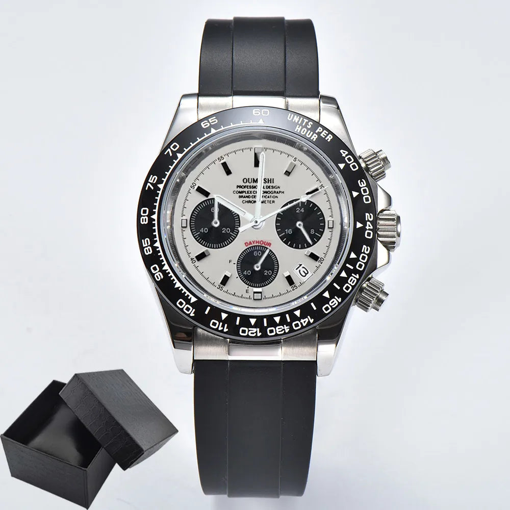 VK63 Men's Sports Watch Chronograph Quartz Sapphire Glass Intense Stainless Steel Green Luminance Waterproof 10BAR WATCH strap