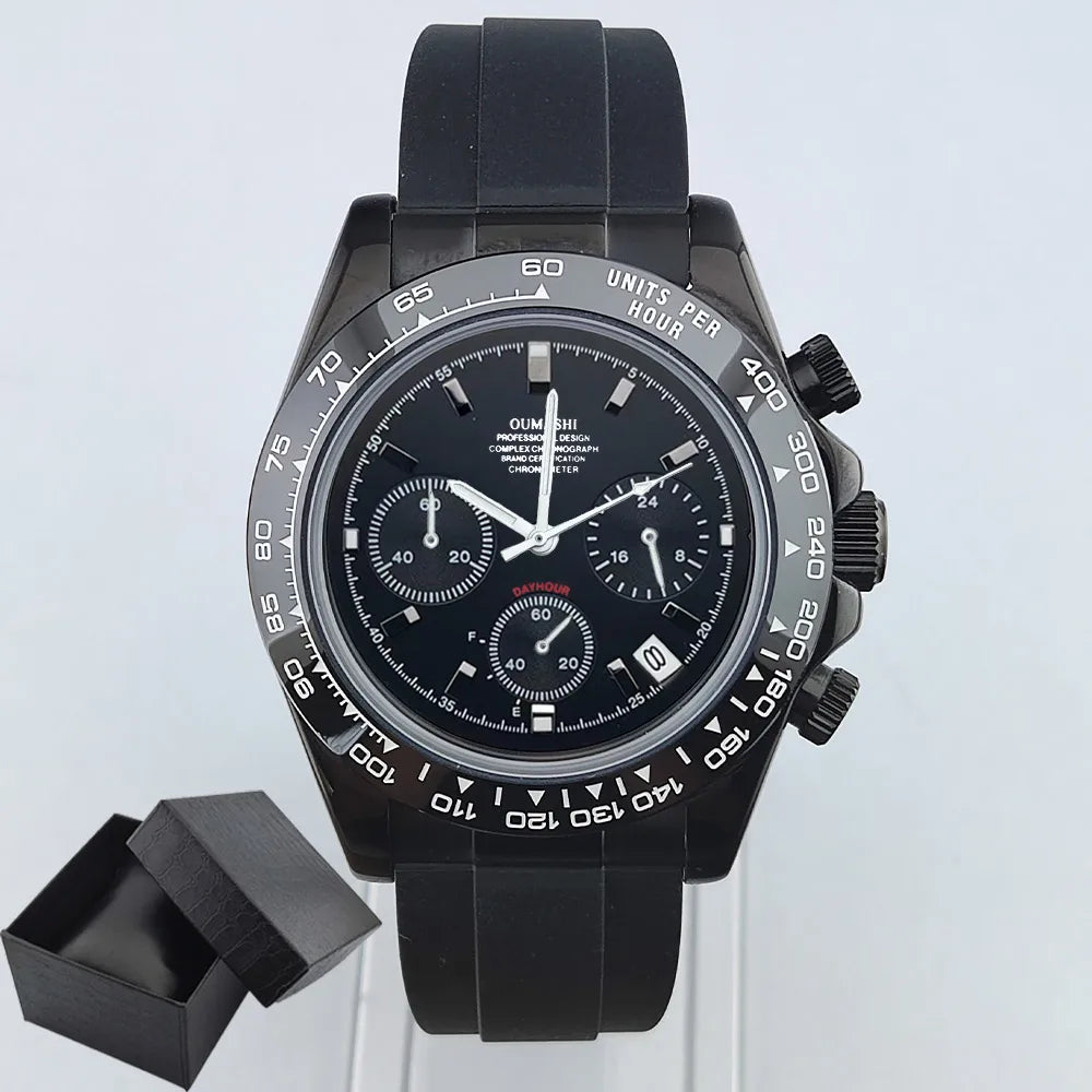VK63 Men's Sports Watch Chronograph Quartz Sapphire Glass Intense Stainless Steel Green Luminance Waterproof 10BAR WATCH strap
