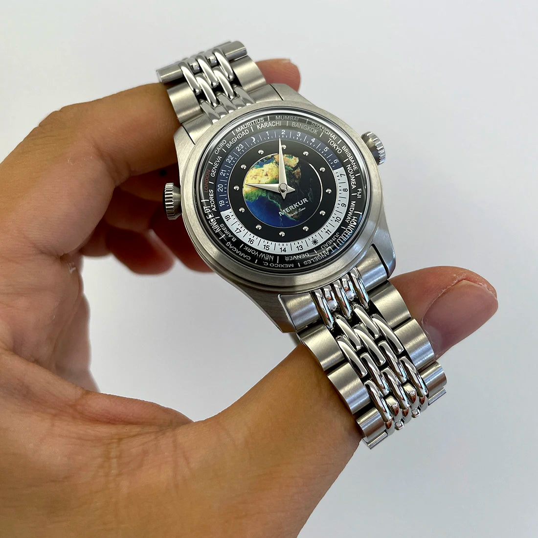 2025 NEW Merkur Dual Crown Calendar Week Watch Retro Manual Mechanical Watches for Men Watch Vintage 38mm Reloj Hombre White