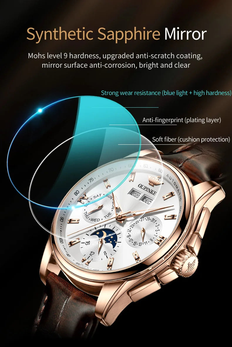 OUPINKE 3189 Mens Watch Original Brand Automatic Mechanical Watch Waterproof Luminous Watches Luxury Men Multifunctional Watches