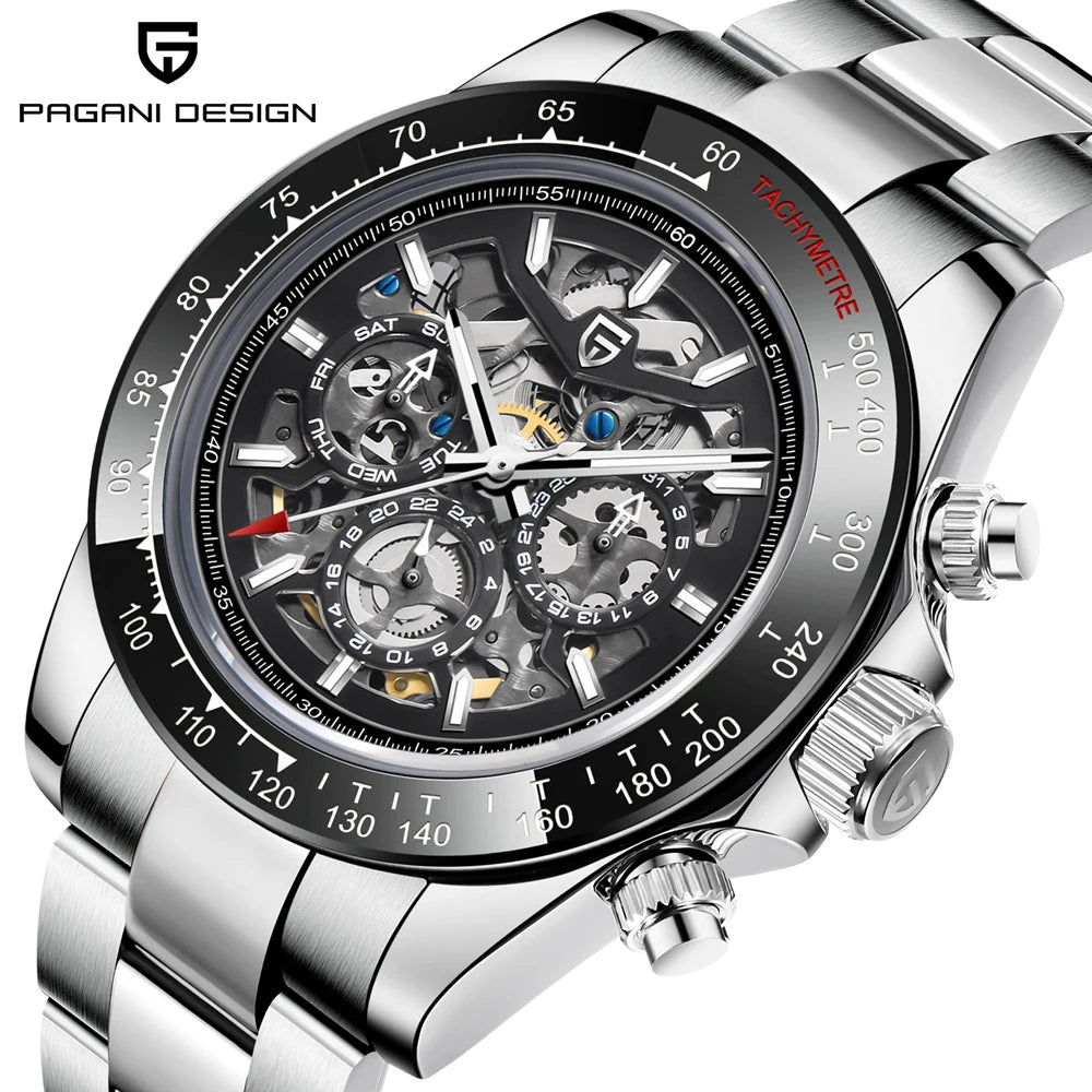 PAGANI DESIGN watch Mechanical Wristwatches for Men, Hollow Out, Chronograph Movement, Luxury, New, Original, HZ2196G ,