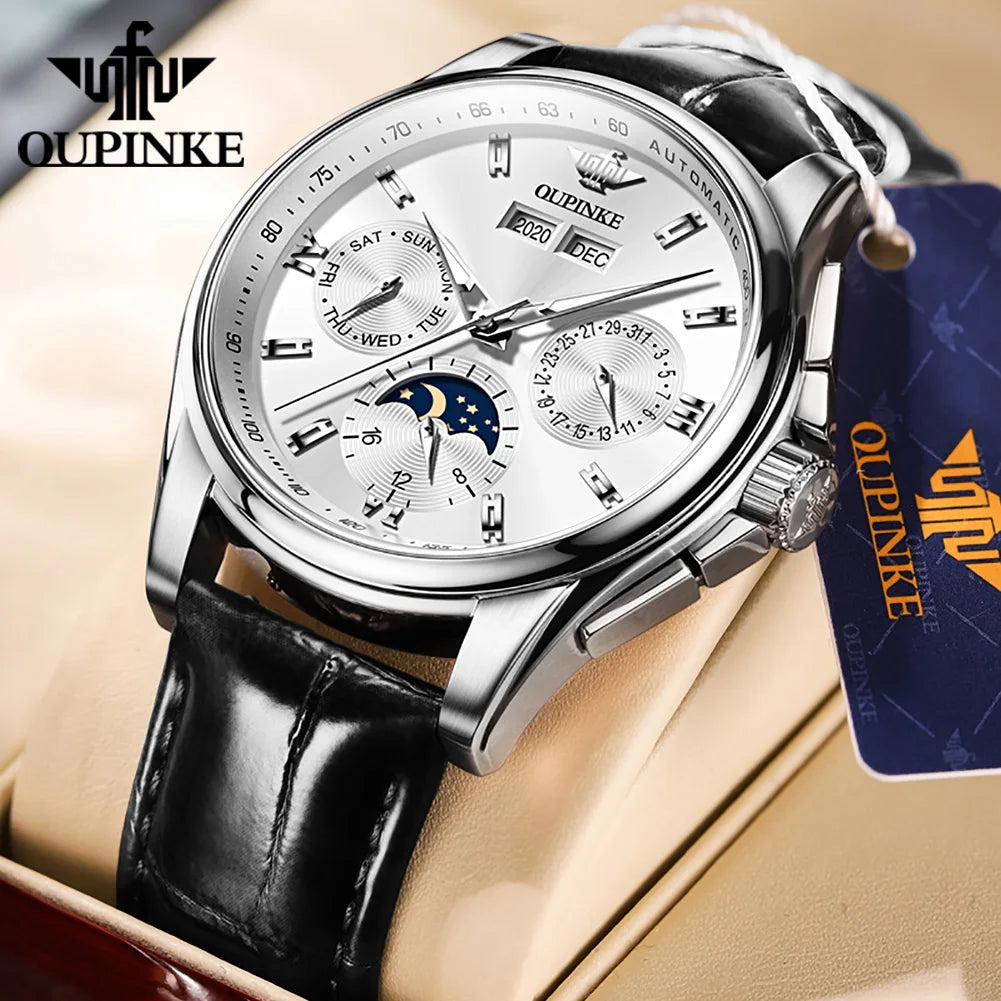 OUPINKE 3189 Mens Watch Original Brand Automatic Mechanical Watch Waterproof Luminous Watches Luxury Men Multifunctional Watches