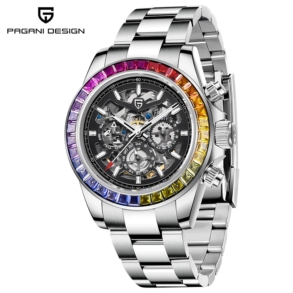 PAGANI DESIGN watch Mechanical Wristwatches for Men, Hollow Out, Chronograph Movement, Luxury, New, Original, HZ2196G ,