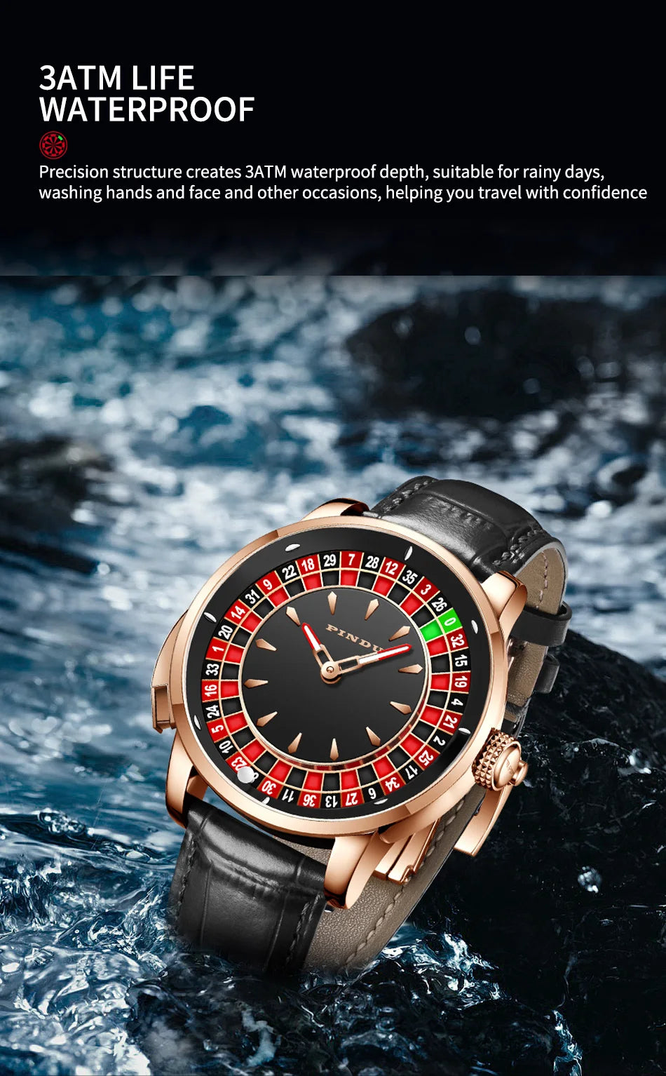 Roulette Watches PINDU Design Entertainment Game Turntable Upgrade Button Model NH35A Movement Sapphire Men's Mechanical Watch