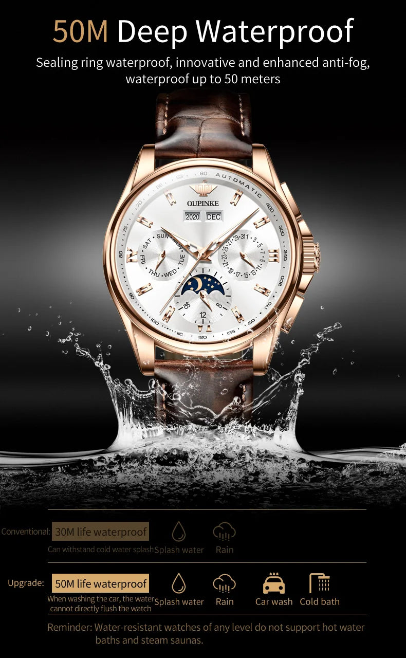 OUPINKE 3189 Mens Watch Original Brand Automatic Mechanical Watch Waterproof Luminous Watches Luxury Men Multifunctional Watches