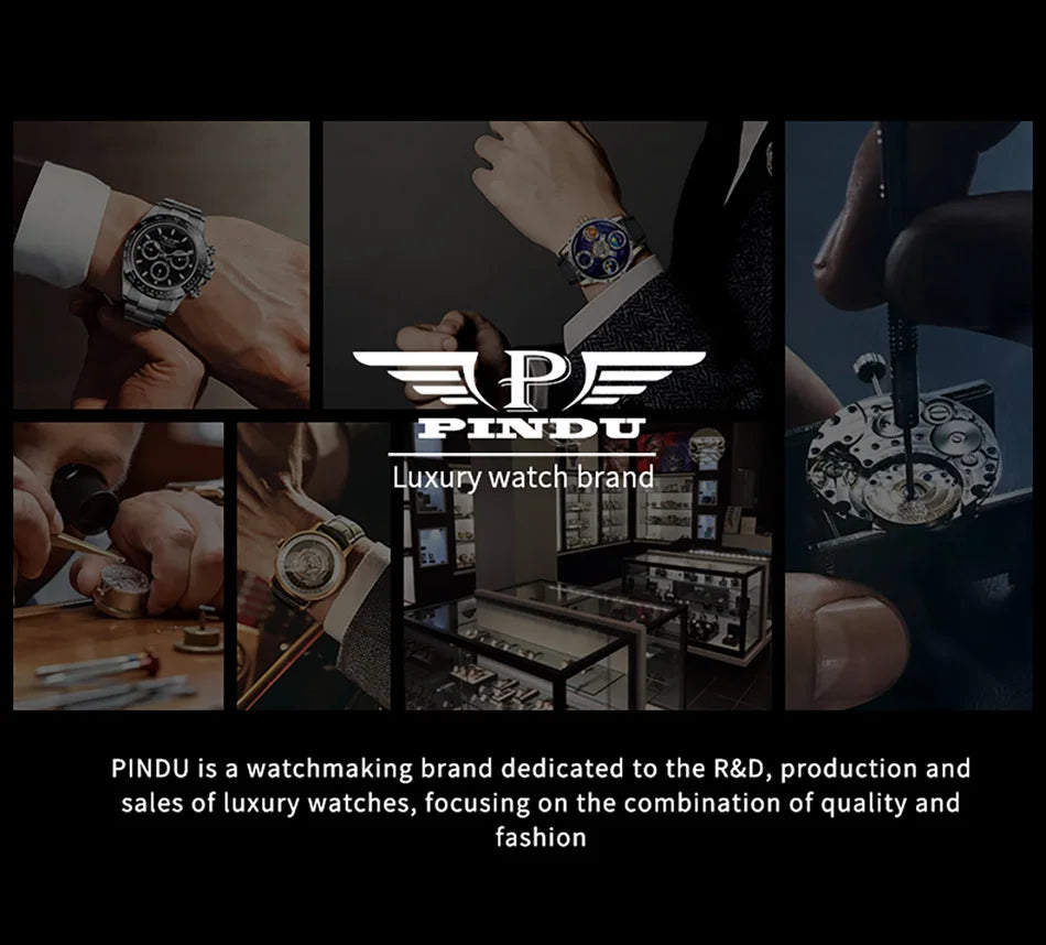PINDU Design New Oil Well Mechanical Watch Men Miyata 8215 Movement Sapphire Mirror Waterproof Business Mechanical Wristwatches