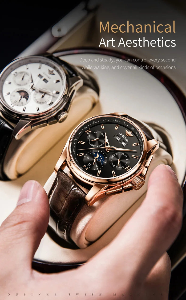 OUPINKE 3189 Mens Watch Original Brand Automatic Mechanical Watch Waterproof Luminous Watches Luxury Men Multifunctional Watches