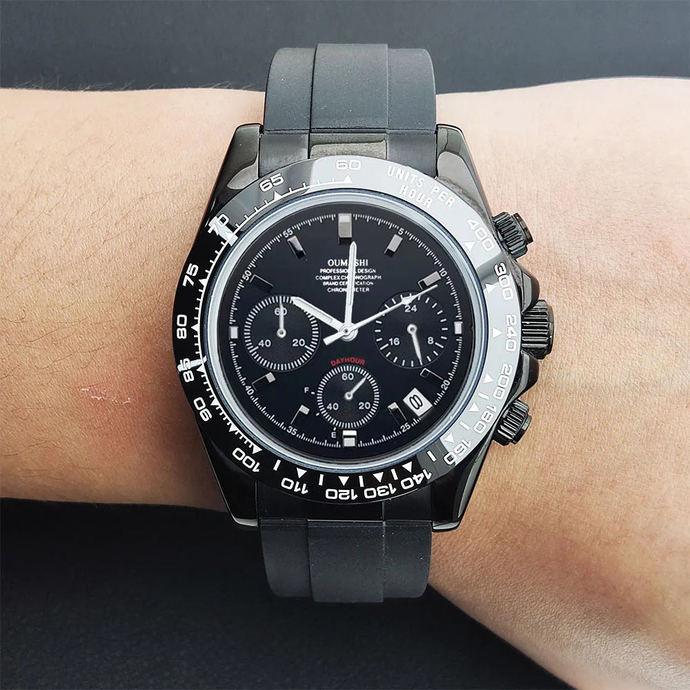 VK63 Men's Sports Watch Chronograph Quartz Sapphire Glass Intense Stainless Steel Green Luminance Waterproof 10BAR WATCH strap