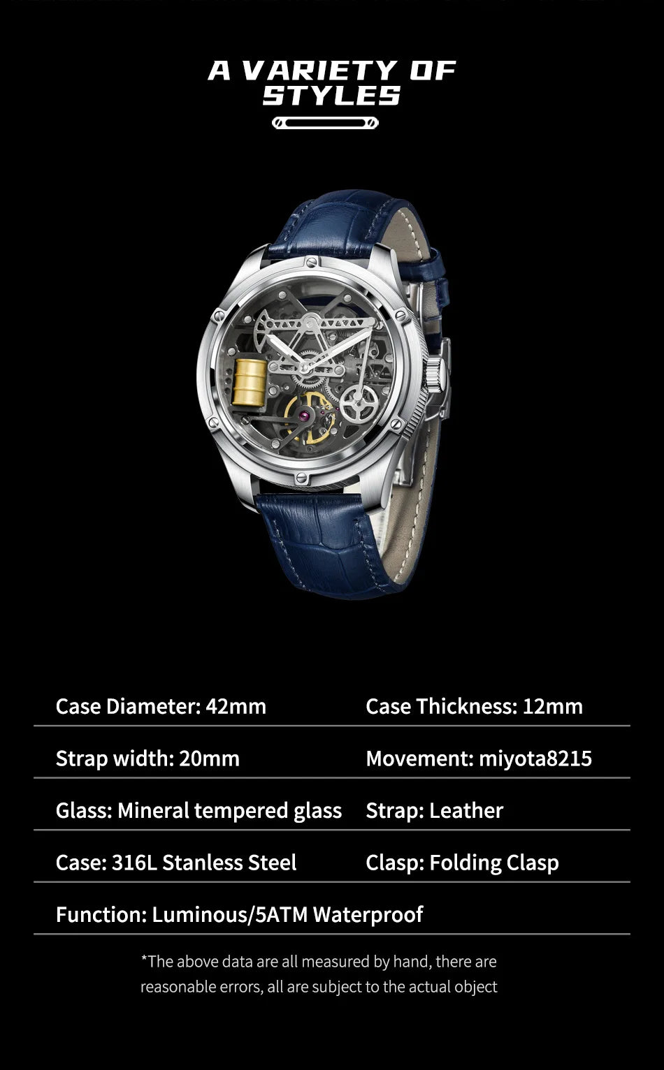 PINDU Design New Oil Well Mechanical Watch Men Miyata 8215 Movement Sapphire Mirror Waterproof Business Mechanical Wristwatches