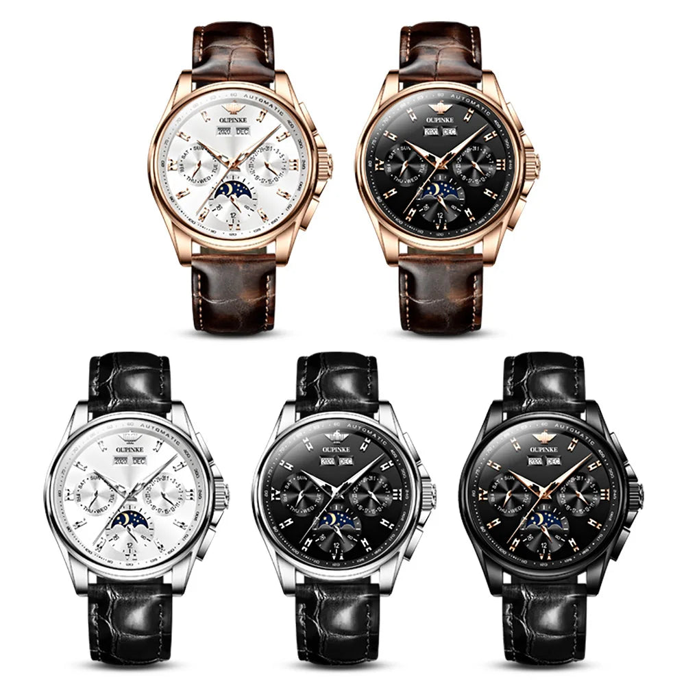 OUPINKE 3189 Mens Watch Original Brand Automatic Mechanical Watch Waterproof Luminous Watches Luxury Men Multifunctional Watches