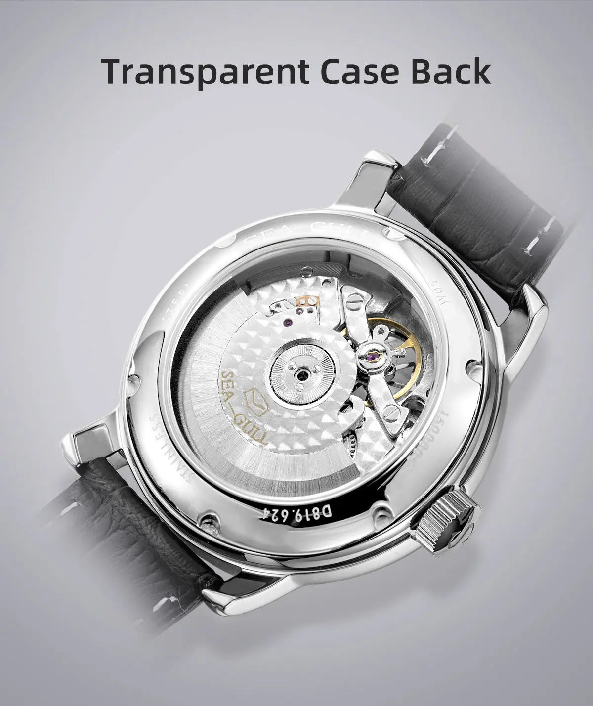 2025 New Seagull Men's Watch Automatic Mechanical Wristwatch Multi-Function Hollow Flywheel Business Simple Watch D819.622
