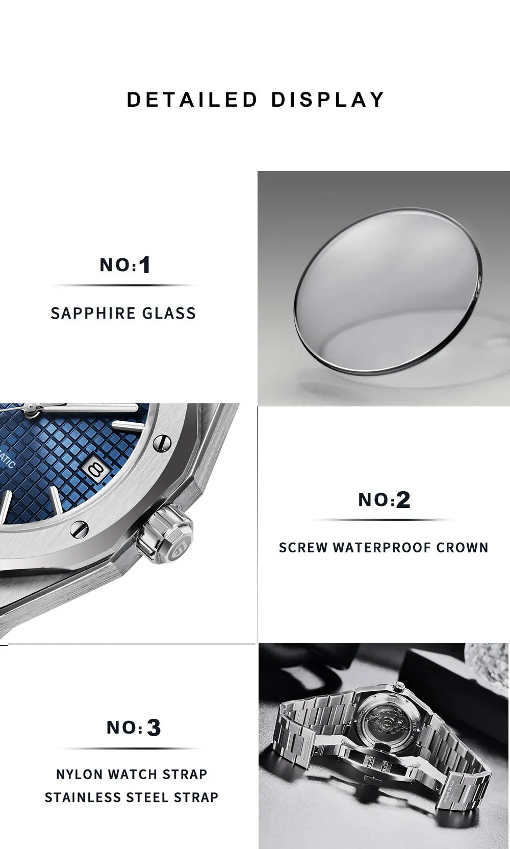 Pagani Design 8215 Fashion Men's Automatic Mechanical Watch 40MM Sapphire Stainless Steel Waterproof 10Bar Night Light C3 reloj