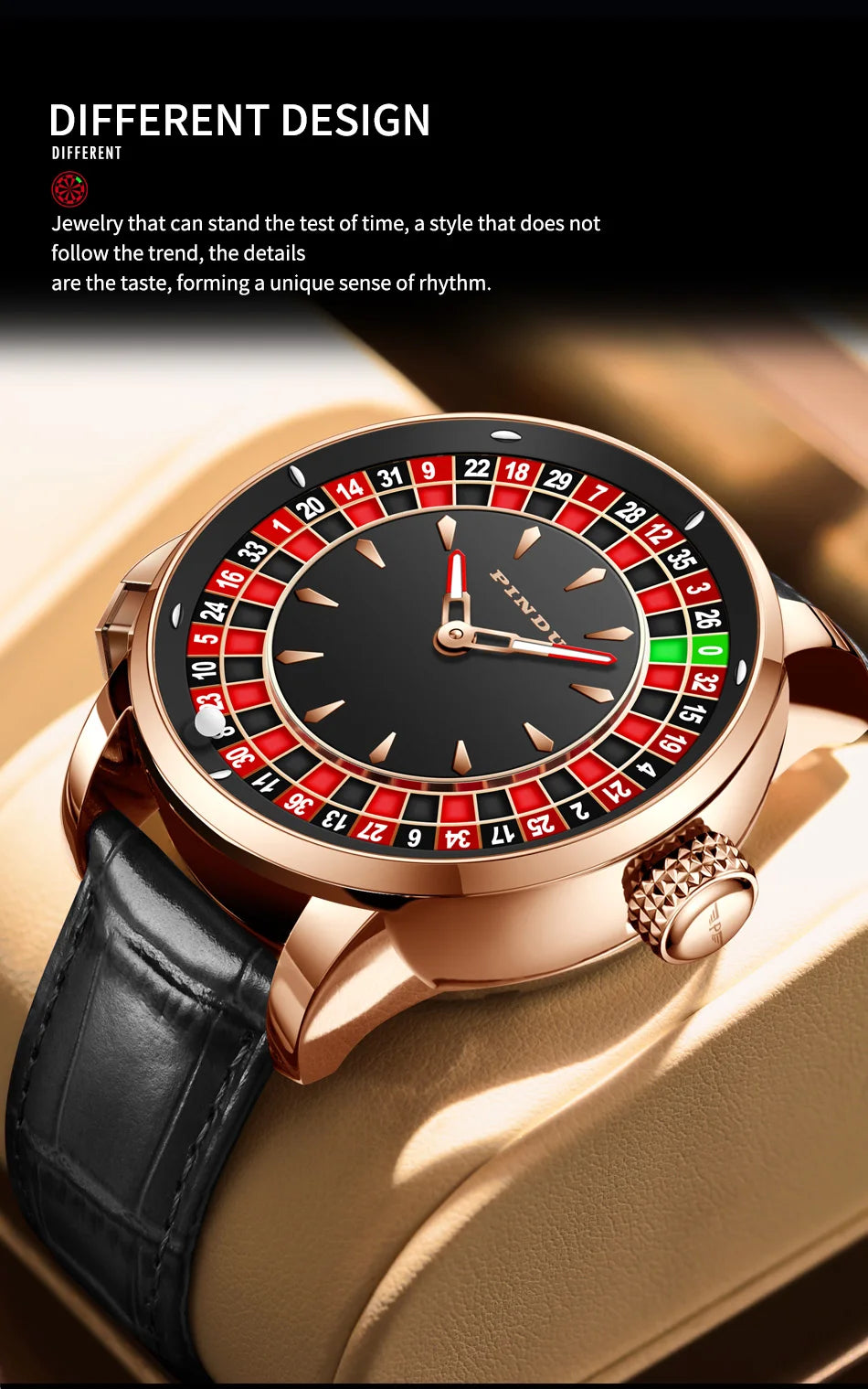 Roulette Watches PINDU Design Entertainment Game Turntable Upgrade Button Model NH35A Movement Sapphire Men's Mechanical Watch