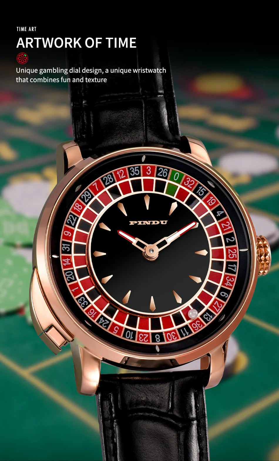 Roulette Watches PINDU Design Entertainment Game Turntable Upgrade Button Model NH35A Movement Sapphire Men's Mechanical Watch