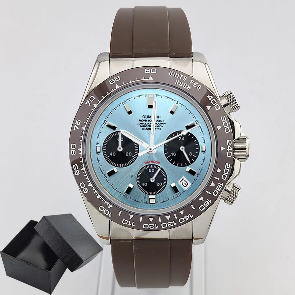 VK63 Men's Sports Watch Chronograph Quartz Sapphire Glass Intense Stainless Steel Green Luminance Waterproof 10BAR WATCH strap