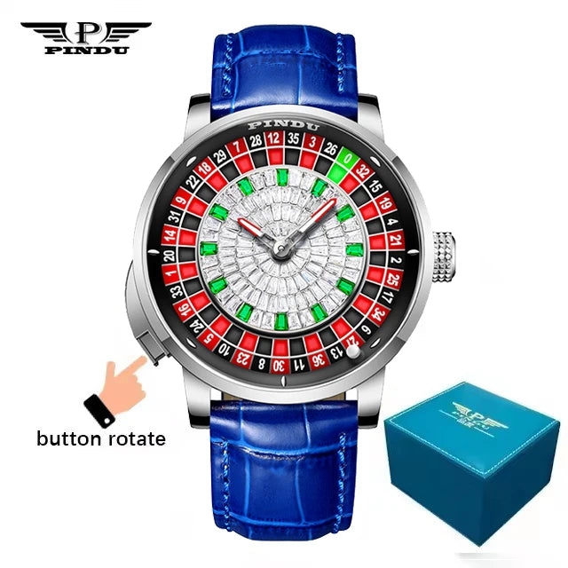Roulette Watches PINDU Design Entertainment Game Turntable Upgrade Button Model NH35A Movement Sapphire Men's Mechanical Watch