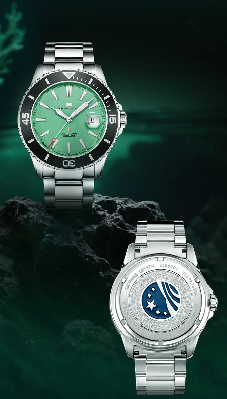 Seagull Ocean Series Men Watch Diver 20Bar Waterproof Automatic Mechanical Watch Sapphire Watch Luminous Wristwatch Luxury 1523A