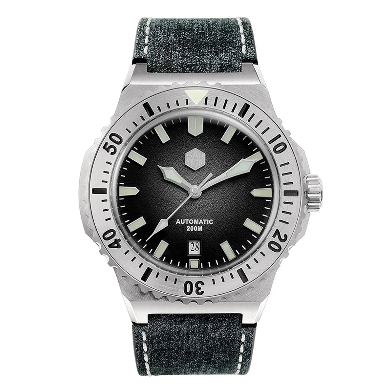 San Martin 42mm Men Luxury Watch High Quality Vintage Diver Automatic Mechanical Business Wristwatch Sapphire Leather 20 Bar