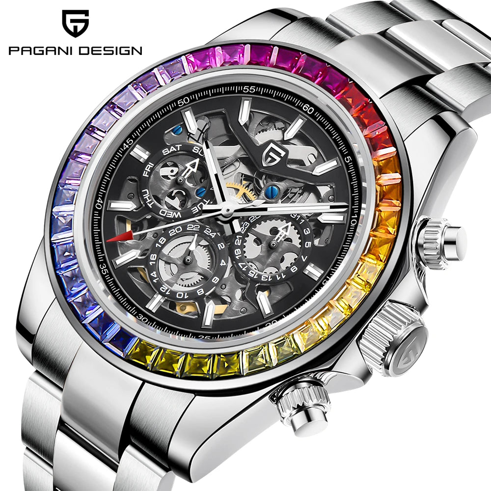PAGANI DESIGN watch Mechanical Wristwatches for Men, Hollow Out, Chronograph Movement, Luxury, New, Original, HZ2196G ,