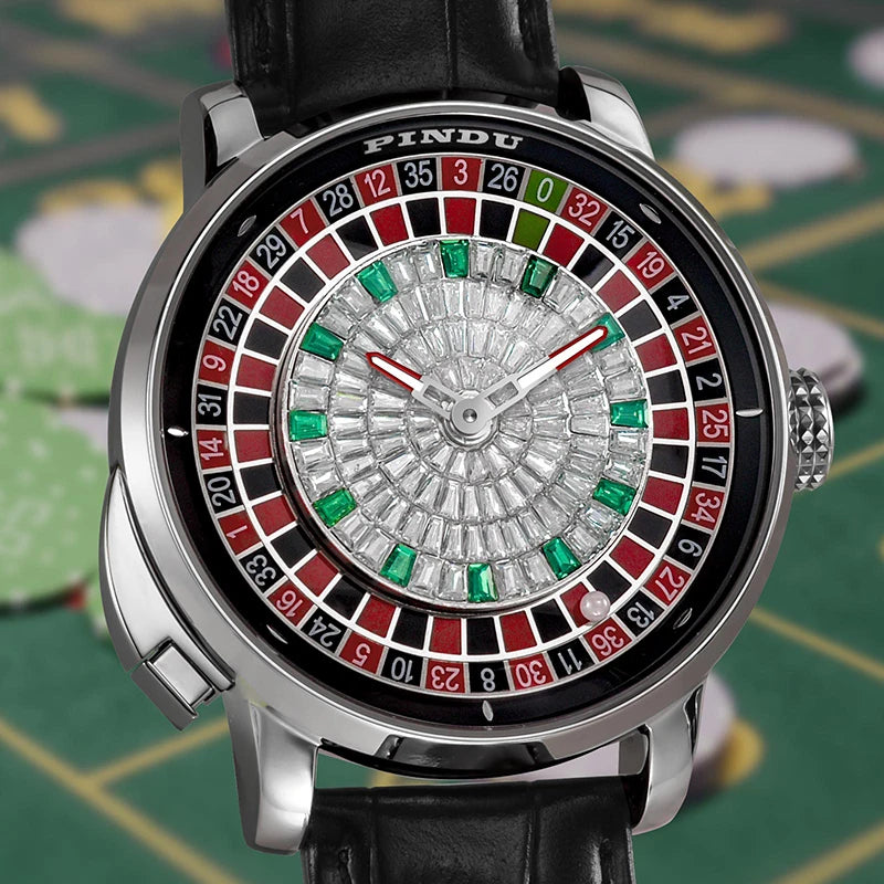 Roulette Watches PINDU Design Entertainment Game Turntable Upgrade Button Model NH35A Movement Sapphire Men's Mechanical Watch