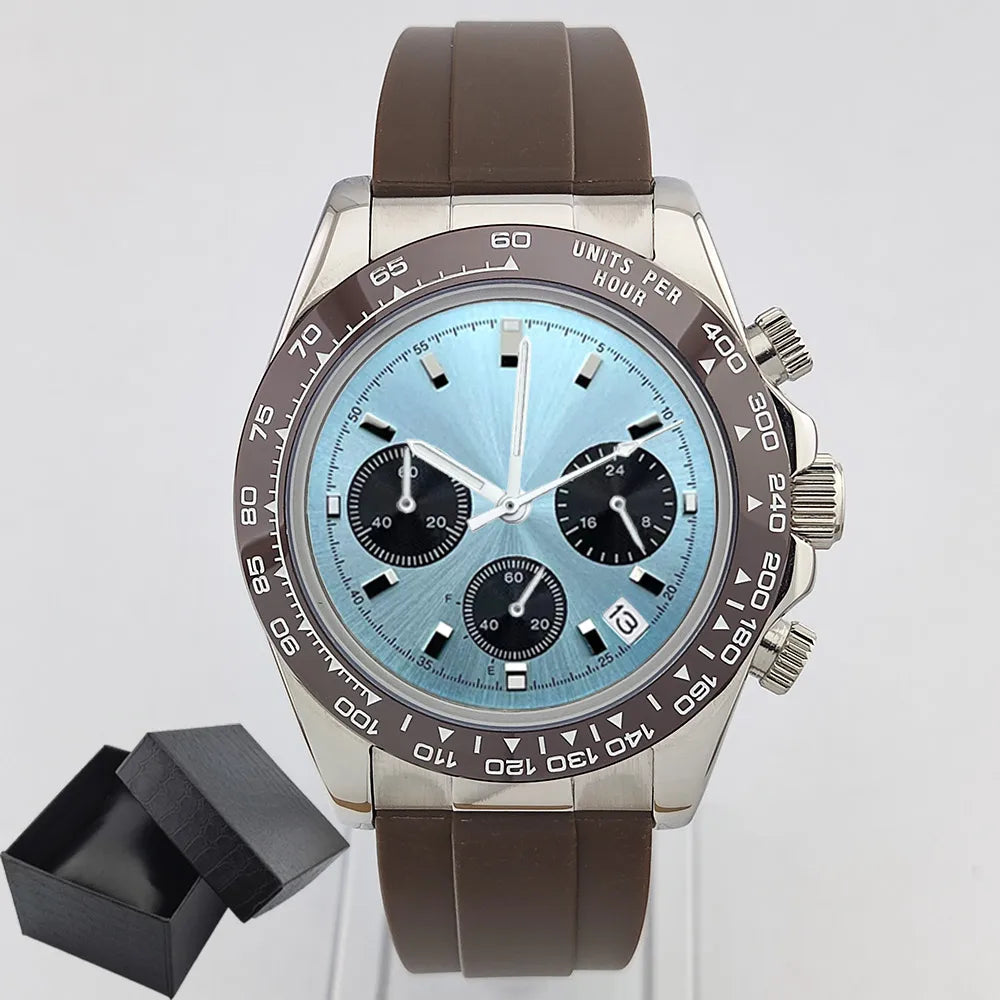 VK63 Men's Sports Watch Chronograph Quartz Sapphire Glass Intense Stainless Steel Green Luminance Waterproof 10BAR WATCH strap