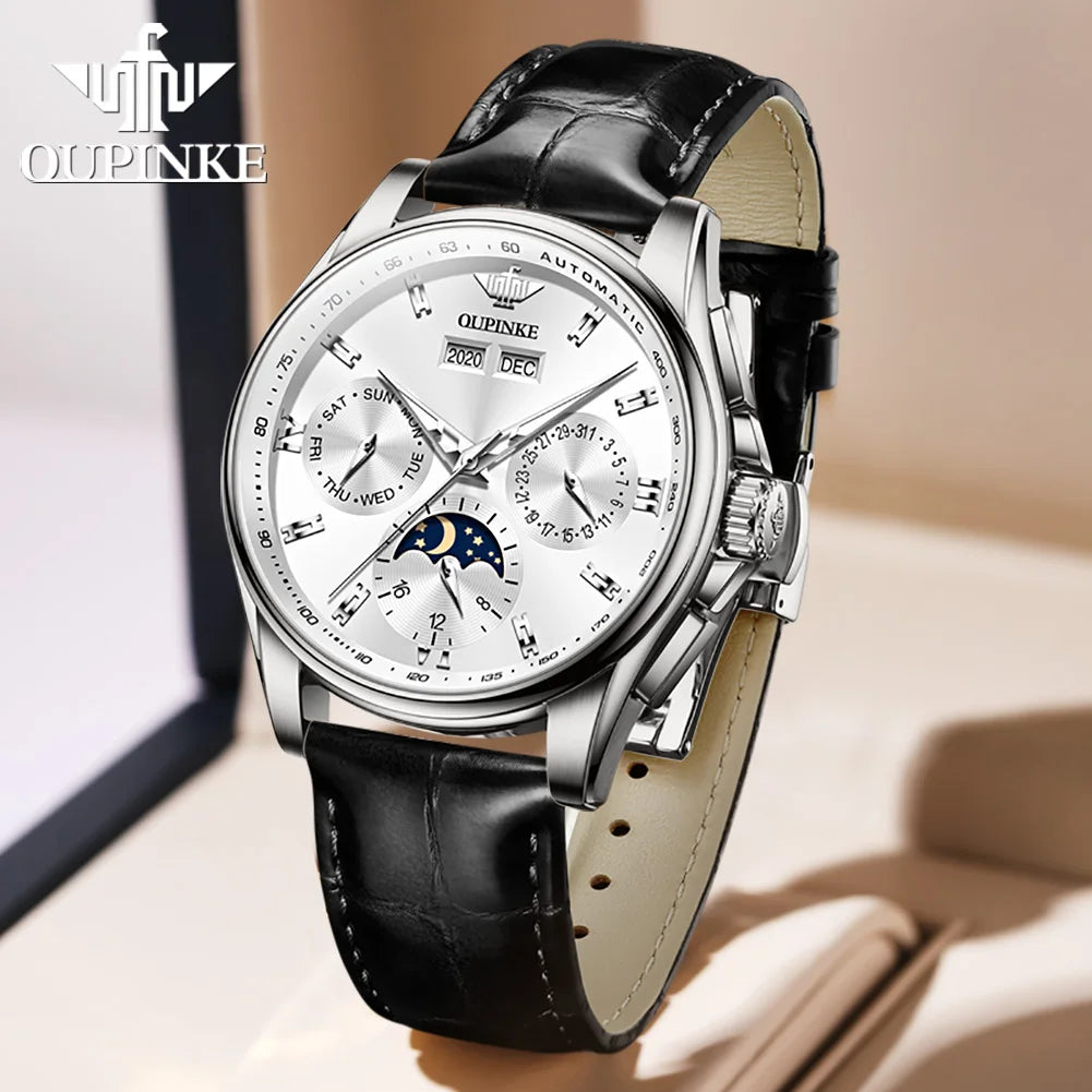 OUPINKE 3189 Mens Watch Original Brand Automatic Mechanical Watch Waterproof Luminous Watches Luxury Men Multifunctional Watches