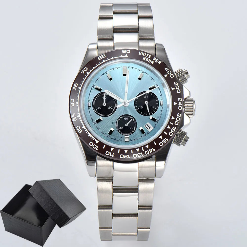 VK63 Men's Sports Watch Chronograph Quartz Sapphire Glass Intense Stainless Steel Green Luminance Waterproof 10BAR WATCH strap