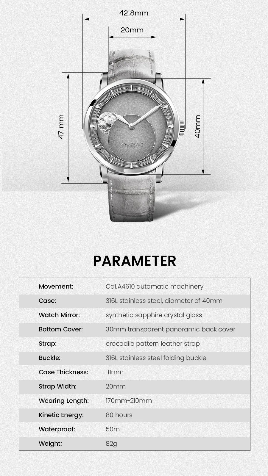 AGELOCER Major Breakthrough 29.51-Days MoonPhase Original Astronomer Men's Mechanical Watch Birthday Gift for Men