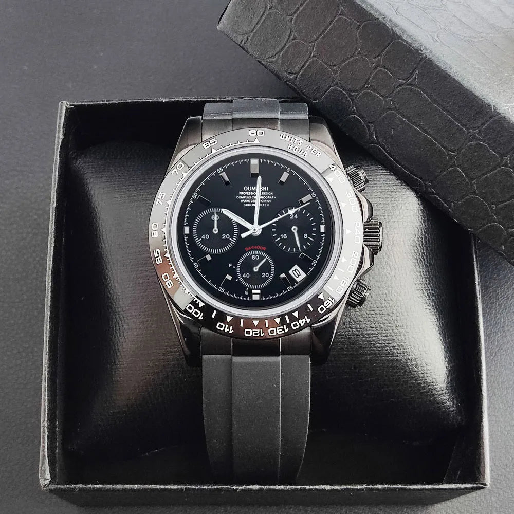 VK63 Men's Sports Watch Chronograph Quartz Sapphire Glass Intense Stainless Steel Green Luminance Waterproof 10BAR WATCH strap