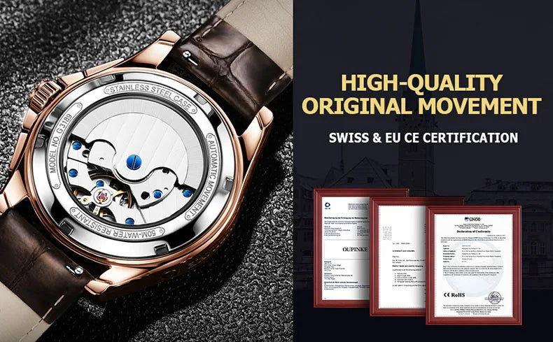 OUPINKE 3189 Mens Watch Original Brand Automatic Mechanical Watch Waterproof Luminous Watches Luxury Men Multifunctional Watches