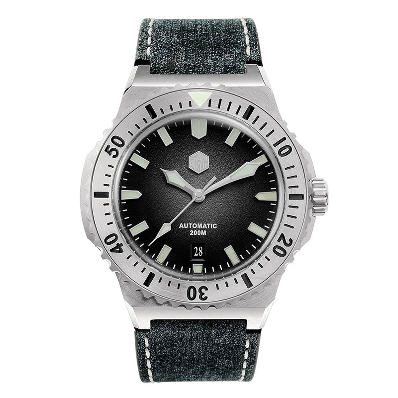 San Martin 42mm Men Luxury Watch High Quality Vintage Diver Automatic Mechanical Business Wristwatch Sapphire Leather 20 Bar