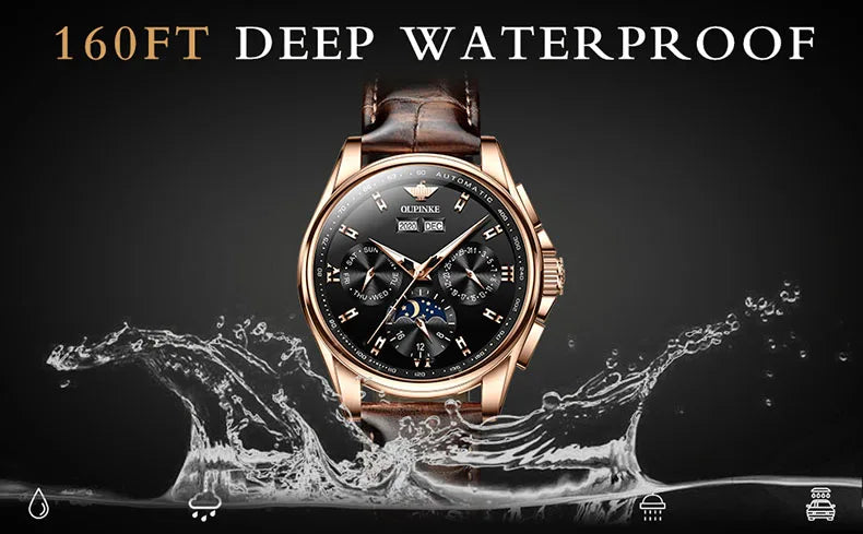OUPINKE 3189 Mens Watch Original Brand Automatic Mechanical Watch Waterproof Luminous Watches Luxury Men Multifunctional Watches