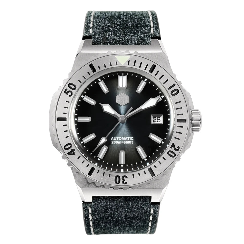 San Martin 42mm Men Luxury Watch High Quality Vintage Diver Automatic Mechanical Business Wristwatch Sapphire Leather 20 Bar