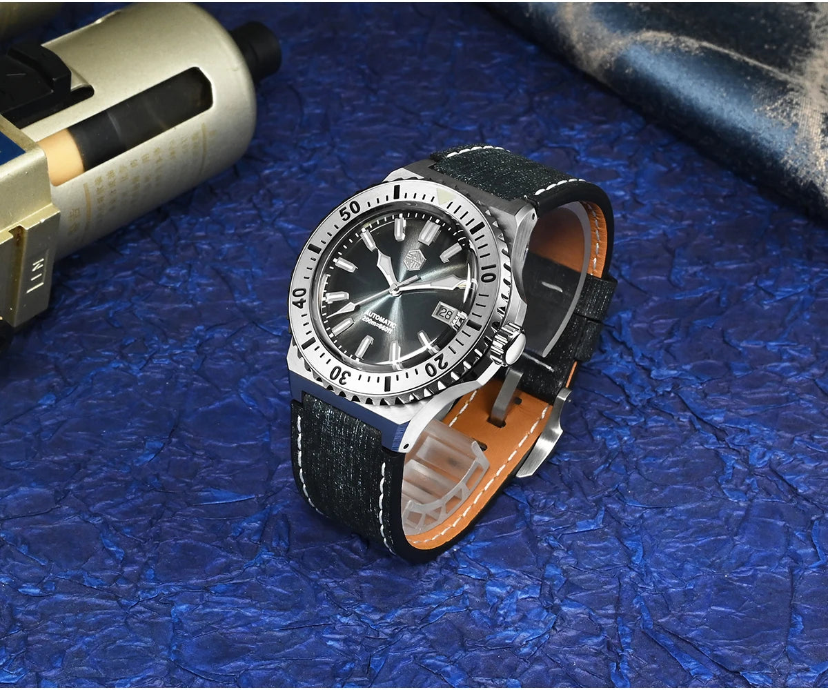 San Martin 42mm Men Luxury Watch High Quality Vintage Diver Automatic Mechanical Business Wristwatch Sapphire Leather 20 Bar