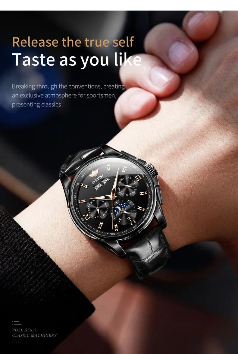 OUPINKE 3189 Mens Watch Original Brand Automatic Mechanical Watch Waterproof Luminous Watches Luxury Men Multifunctional Watches