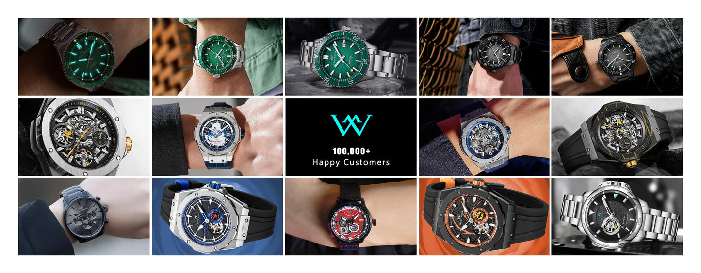 WM Watch Automatic Mechanical Watches Men Lunar Moon Phase Sapphire Waterproof Man Luminous Twin Moons Welly Merck Watch WM142