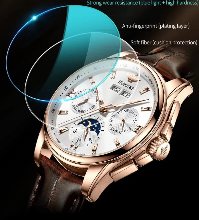 OUPINKE 3189 Mens Watch Original Brand Automatic Mechanical Watch Waterproof Luminous Watches Luxury Men Multifunctional Watches