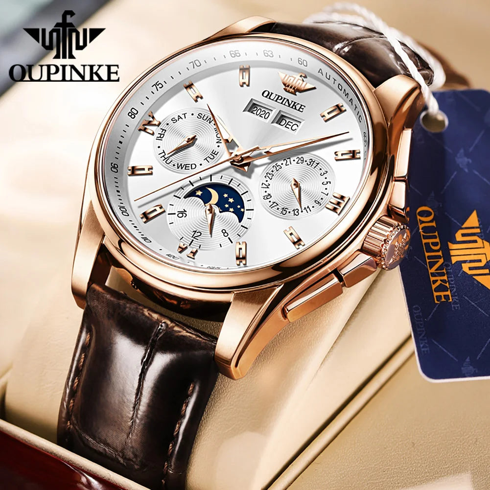 OUPINKE 3189 Mens Watch Original Brand Automatic Mechanical Watch Waterproof Luminous Watches Luxury Men Multifunctional Watches